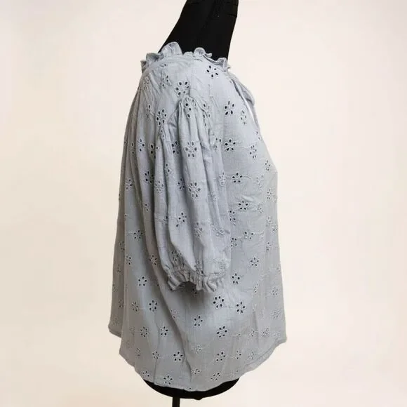 Free People Letters to Juliet Eyelet Top Size M White 100% Cotton Boho Chic - Picture 4 of 6